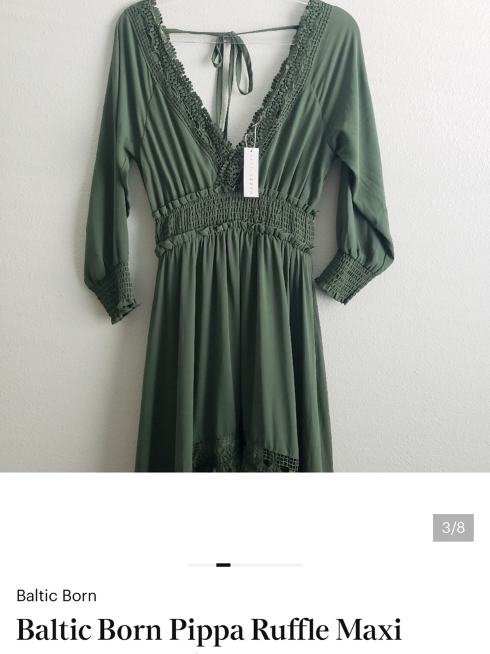 Baltic Born Drk Sage Pippa Ruffle Maxi Dress